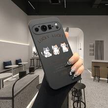 ふわふわのスマホケース、ラッキー3頭の馬の猫デザイン、 Pixel 9、9Pro、XL、8、8A、8Pro、7、7A、7Pro、6、6A、6Pro、5、5Aを使う、ブラックフロスト、耐衝撃性、落下防止保護カバーシェル - ブラック - チェックする 4