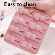 1pc Easter Bunny Shaped Cake Mold, Silicone Baking Mold, Easy To Clean And Release, French Chocolate Mousse Mold, Suitable For Home Baking, Birthday Party, Spring Event Theme Desserts, Cakes, Fruit Ice, Pudding Jelly - Multicolor - View 6