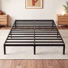 SHA CERLIN Twin/Full/Queen/King Size Bed Frame, Black, 12 In Metal Platform Bed With Heavy Duty Steel Slat Support, Under-Bed Storage Space, No Box Spring Needed, Easy Assembly, Stable Structure, 800 LB Weight Capacity - 12 Inch-Black - 查看 1