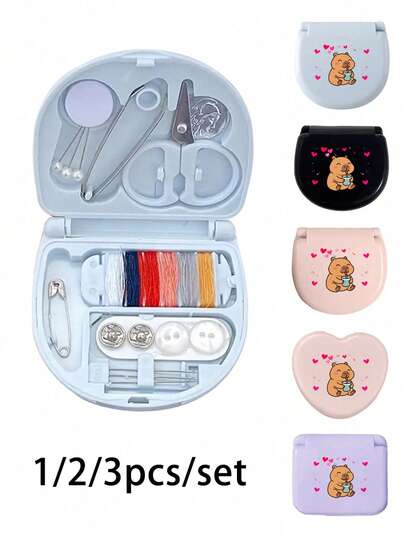 Miniaturowy zestaw do szycia, z nadrukowanymi wzorami, dostępny w wielu stylach i kolorach, odporny na wilgoć i pleśń, przenośna skrzynka narzędziowa, schowek na igły do szycia, mała skrzynka na narzędzia, niezbędny w podróży, urządzenie do przechowywania narzędzi do szycia na kampusie, odpowiedni do podróży, dojazdów do pracy, użytku na kampusie, prezentów noworocznych, najlepszy prezent dla miłośników rękodzieła