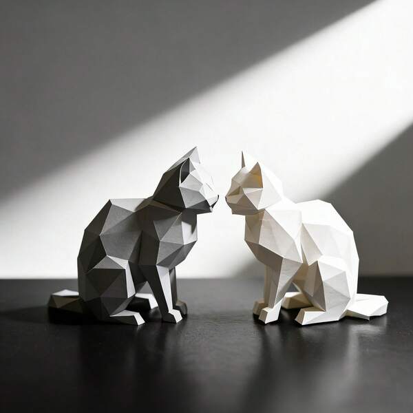 1pc Creative 3D Printed Cat Decor Figurine, Unique Desktop Decoration For Home, Office, Perfect Gift