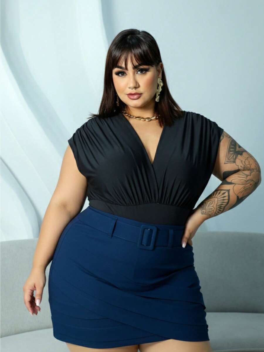 Plus Size Skirts - Azul Marino - Ver 1