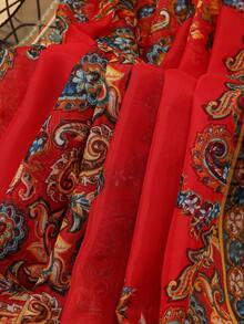 1 chiếc khăn voan chiffon in họa tiết hoa văn Paisley thanh lịch dành cho nữ, thoáng khí, mỏng nhẹ, kiểu dáng cổ điển, thích hợp để sử dụng hàng ngày. - Đỏ - Xem 4
