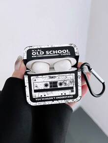 Retro Cassette Tape Bluetooth Headphone Case, WALKMAN Element Headphone Case, Y2K, Black Headphone Case With 1 Headphone Case Carabiner, Compatible With Headphone Case, Compatible With AirPod Case, Compatible With AirPods Pro (2nd Generation), Compatible With AirPods 3, Compatible With AirPods Pro, Compatible With AirPod 1/2, Compatible With AirPods 4, Compatible With AirPods Pro 3 - Black - View 5