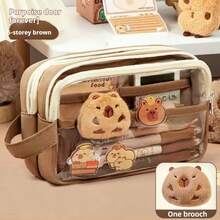 7-Piece Cute Capybara Stationery Set, Includes Pencil Case And Animal-Themed Desktop Storage Boxes, Ideal For Students And Animal Lovers, Essential Gift For Back To School, Halloween, Christmas, Easter,Bag - Brown - View 21