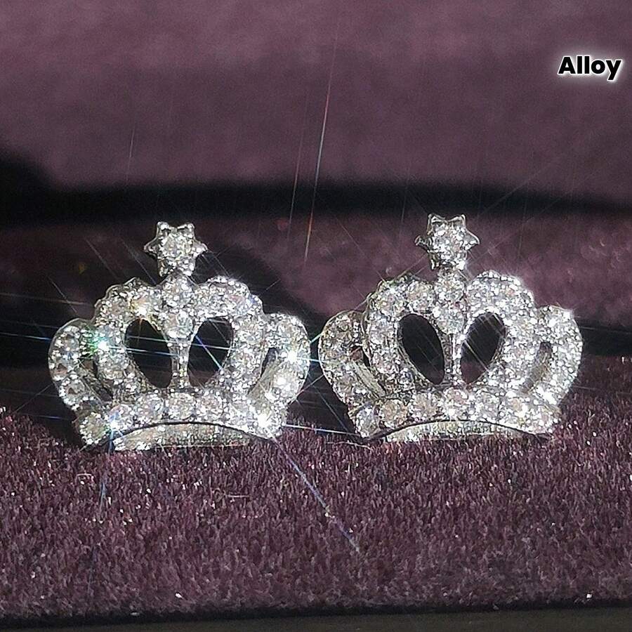 Crown Earrings, Popular Women's Accessories - Bạc - Xem 1
