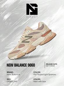 New Balance 9060 Flat Taupe Light Sparrow (Foot Locker Exclusive)- Men's /Women's Lifestyle Sneakers – Shose For Man/Woman-Vintage-Spring & Summer-Inspired Running Shoes, Shock-Absorbing Comfort, Gym To Streetwear Casual Wear-Easter Gift–U9060CWF - Flat Taupe/Light Sparrow - View 6