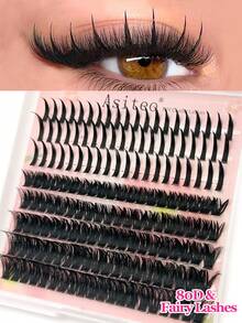 Asiteo 160Pcs D Curl Individual Lashes Manga Lashes,80D Eyelash Clusters With Fairy Lashes Spikes Thick Volume DIY Lashes Wispy Anime Eyelash Individual Lash,Suitable For Daily Makeup Manga And Dramatic Makeup Look,Festival Party,Gifts,Dates,Fake Lashes - D - View 1