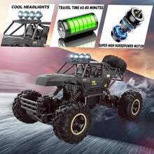 2025 RC 37cm 1:12 4WD Large Remote Control Cars Rock Crawler Monster Truck With 2 Battery ,Kids Toys Gifts - Black - View 3