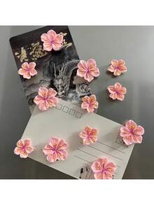 15枚花卉图案图钉，可爱卡通树脂桃花3D图钉，适用于软木板、照片墙、地图、学习用品、节日装饰 - 套裝 - 查看 10