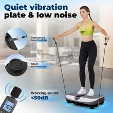 Vibration Board, 200 Vibration Levels, 5 Automatic Training Programs, Muscle Vibration Board With Remote Control And Resistance Band. Home Fitness Equipment, Won't Disturb Neighbors. - Hồng - Xem 4