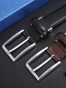 1 PC Japanese Style 3.0cm Alloy Pin Buckle Men's Belt, Faux Leather Durable Casual Fashion Business Waist Belt For Jeans Trousers Daily Office Wear - Multicolor - View 4