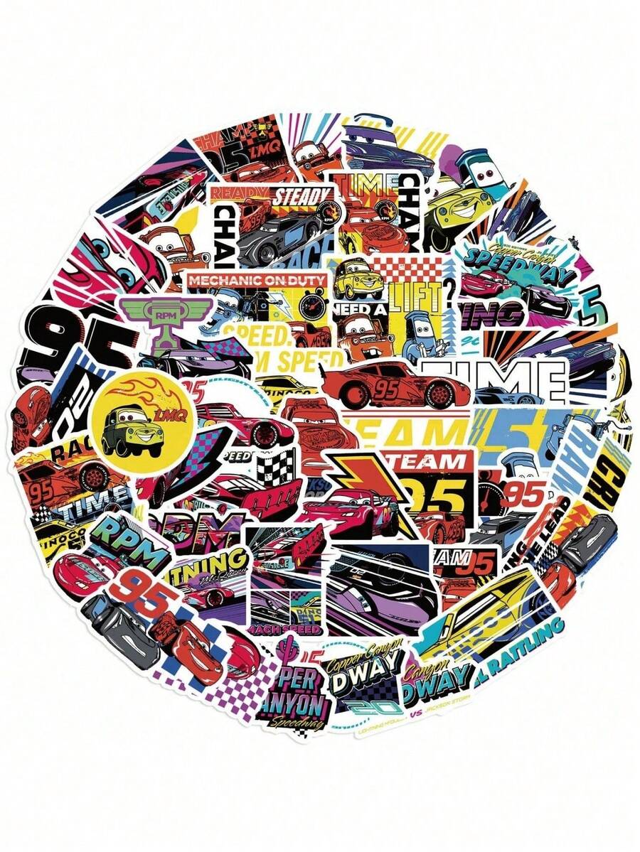 Disney 50 miếng dán xe hơi chính hãng Lightning McQueen Mater dùng để trang trí bình nước, laptop, điện thoại, xe hơi, quà tặng sinh nhật. - Nhiều màu 2 - Xem 1