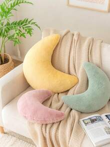Almofada Decorativa em Forma de Lua de Pelúcia Sintética Macia, Adequada para Cama e Sofá. Almofada em Forma de Lua, Tapete Felpudo, Decoração de Almofada para Sofá, Quarto e Sala de Estar - Um Presente Perfeito para Família e Amigos. - Rosa chiclete - Visão 4