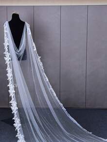 Black Bridal Cape Veil Pearl Beaded Wedding Veil Lace Edge Bolero Jacket Women Shawl Bride Accessories Wedding Coat - Multicolor - View 10