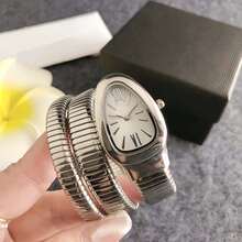 "Women's Silver Watch With Snake Bracelet – Sculptural Design + Sophisticated Gift Box" - 銀色 - 查看 9