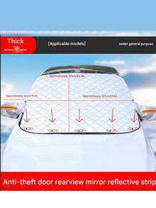 1pc Car Snow Cover, Windshield Frost Protector, Magnetic Thickened Half-Cover Car Cover, Snowproof, Frostproof, Antifreeze, Snowproof Cloth - A - View 7
