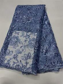 2026 高品质非洲网纱亮片蕾丝面料，法式网纱蕾丝面料，适用于尼日利亚网纱蕾丝，适合派对和婚礼，5码/1码 - A - 查看 9