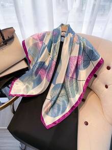 Elegant Women's Printed Satin Scarf 90x90 Large For Hair - L33/Rojo - Ver 1