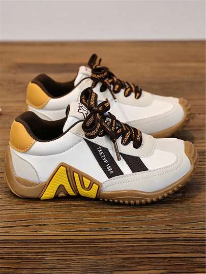 1 Pair Kids PU Leather Breathable Flat Sole Shoes, Children Soft Bottom Non-Slip Casual Sneakers, Versatile Fashion Outdoor Sports Shoes Suitable For Spring, Summer, Autumn, Winter, School, Basketball, Party, Travel