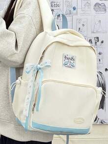 New Korean Style Chic Minimalist Casual Backpack, Durable And Versatile - Baby Blue - View 1