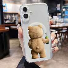 Ted, un oso pardo, con una cerveza verde en la mano. Esta elegante funda es compatible con Samsung, Apple, VIVO, OPPO, , Transsion, ,  y Honor. Fabricada en silicona TPU, ofrece protección contra golpes y caídas, además de una sensación superior. Es un regalo ideal para familiares, amigos y seres queridos, y una opción perfecta para San Valentín y Año Nuevo. - transparente - Ver 6