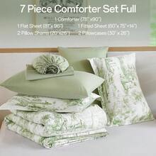 Comforter Set Full Sage Green 7 Pieces Botanical Print Bed In A Bag Soft Microfiber Farmhouse Complete Bedding Set For All Season With Sheets Elegant Design - Queen - View 7