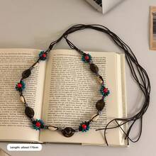 Bohemian Style Handwoven Beaded Waist Chain - Versatile Women's Belt With Wooden Beads & Crystal Accents, Butterfly Design - Dây cà phê, vỏ sò, hoa nhỏ - Xem 9