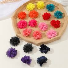 Cute Small Chiffon Flower Hair Clip, Full Satin Ribbon Hairpin, Children Girls Hair Accessory, Holiday Gift, Photo Prop - 彩色 - 查看 13