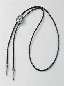 1pc Unisex Celtic Pattern Turquoise Pendant Bolo Tie, Texas Style American Western Cowboy Metal Bolo Tie - Multicolor - View 9