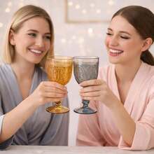 15/30 Pack 7oz Vintage Colorful Plastic Goblets, Reusable Wine, Champagne & Cocktail Cups, Shatterproof Multicolor Party Drinkware For Weddings, Celebrations & Events - 粉色 - 查看 7