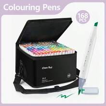 Chen Rui 168/120/100/80/60 Colores Rotuladores de Arte de Doble Punta, Adecuados para Pinceles y Rotuladores de Punta Biselada, para Pintura, Colorear, Bocetos, Diarios, Toma de Notas, Planificadores, Suministros de Arte, Rotulador Blanco, Regalo para Estudiantes Vuelta al Cole, Rotuladores de Arte Fluorescentes - E-blanco - Ver 12