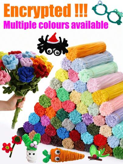 1-400 件装 DIY 毛根套装，附带教程视频，可用于制作各种花朵；60 种颜色加密的雪尼尔绒条，适合开学季；30 厘米彩色毛根工艺品材料；毛根绒条，带金属丝，可扭成发条；价格实惠，品质优良；颜色漂亮，非常适合商业用途；颜色鲜艳，品质上乘，无色差。