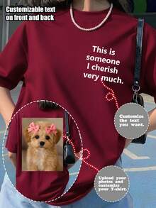 Customized Personalized T-Shirt, Women's Tank Top. Can Customize Front And Back Patterns, Add Your Own Text And Photos (Slogan/Quote/Attitude/Life Motto/Family Photo/Selfie/Pet Photo/Friend Photo) Summer - Burgundy - View 2