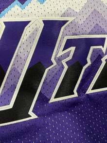 男士刺绣篮球服 32 紫色休闲无袖背心 V 领 T 恤 派对运动上衣 - 紫色 - 查看 4