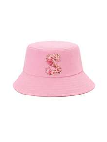 1 buah Topi Ember Anak Perempuan Warna Pink Elegan dengan Motif Huruf Bunga Mawar, 26 Pilihan Huruf, Manis & Chic, Bergaya, Ringan, dan Melindungi dari Matahari, Cocok untuk Pemakaian Sehari-hari, Aktivitas Luar Ruangan, Sekolah, dan Hadiah - Berwarna merah muda - View 11