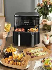 50/100pcs Rectangular Heat-Resistant, Waterproof, Oil-Proof Baking And Frying Liners, Suitable For Oven And Air Fryer - Brown - View 8