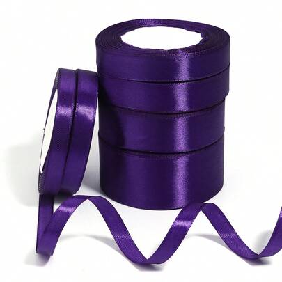25 Yards/Roll Purple Satin Ribbon, Solid Color Glossy Fabric, Suitable For DIY Wedding Invitations, Bridal Bouquets, Gift Wrapping, Party Decorations, Sewing Crafts, Bridal Bouquet Accessories, Wedding Decorations