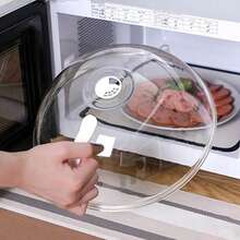 Microwave Splash Guard With Vents, Transparent Microwave Splash Cover With Handle, Suitable For Food, Utensils, Plates, High Temperature Food Heating Cover With Steam Vent And Handle, Transparent Dish Cover, Cooking Heating Plate Cover - Home And Office Oil Protection Cover And Vegetable Rack - Multicolor - View 5