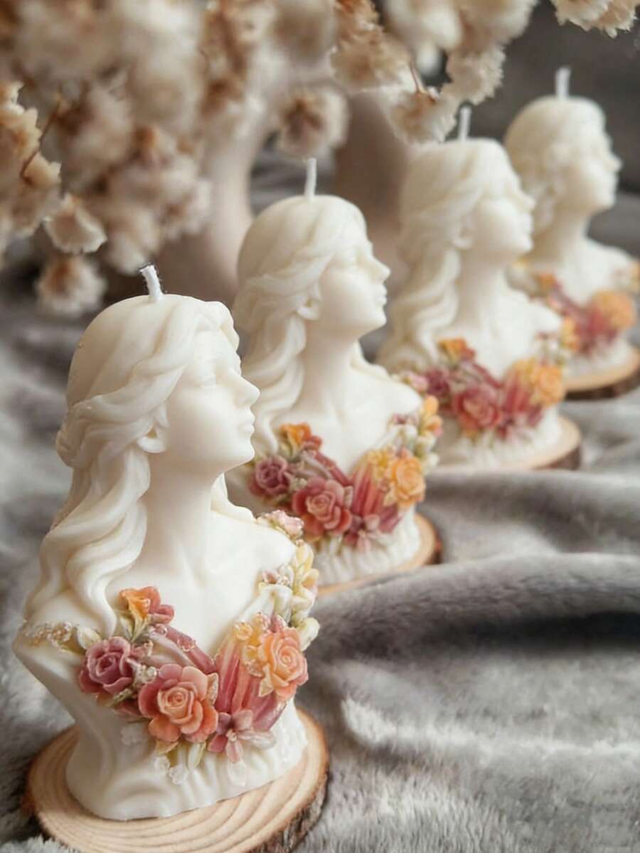 1个浪漫3D女神肖像硅胶模具 | 耐热、易脱模、可重复使用,适用于DIY蜡烛/石膏/树脂/肥皂 - 情人节/母亲节家居装饰、女士礼物、艺术蜡烛的理想之选 - A - 查看 1