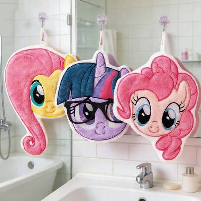 MY LITTLE PONY 1pc  Coral Fleece Thick Double-Layer Absorbent Quick-Dry Multipurpose Towel, Cute Cartoon Design Suitable For Handwashing, Dishwashing And Bathing