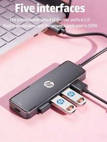 HP 4-In-1 USB Hub With Type-C Charging Adapter, Compatible With Apple Laptops, Supports 4K Projection And PD Charging, Available In Black, White, Beige, And Silver - One-to-four Expansion Dock - View 3
