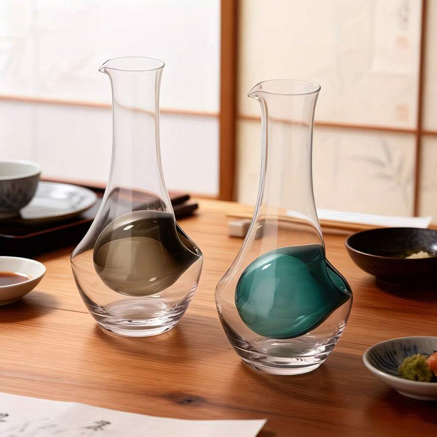 日式冷饮酒杯，带冰格口袋 - 优雅玻璃壶，适合家庭或餐厅使用，饰有蓝灰色口袋，是母亲节、父亲节、圣诞节或万圣节的完美礼物，也是餐厅餐具的理想之选。 - 彩色 - 查看 1