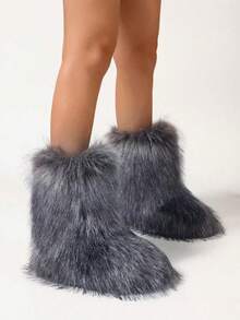 New Winter Warm Plush Faux Fur Snow Boots For Women - Dark Grey & Brown & Black Ankle Booties With Soft Lining, Cozy Slip-On Design For Cold Weather Outdoor & Indoor Wear Unisex Short Ankle Faux Raccoon Fur Snow Boots - Solid Classic Color, Super Smooth Fur Touches The Ground, Perfect For Christmas & Halloween, Y2K Style! Y2K Fashion Men's & Women's Snow Boots - Faux Raccoon Fur, Silky Smooth Floor-Reaching Fur, Solid Classic Shade, Ideal For Christmas & Halloween! Short Ankle Unisex Snow Boots With Faux Raccoon Fur - Solid Classic Color, Ultra-Smooth Fur Hits The Ground, Must-Have For Christmas & Halloween, Edgy Y2K Vibe! Christmas & Halloween Essential Faux Raccoon Fur Snow Boots (Unisex) - Solid Classic Hue, Smooth Fur Touches The Floor, Stylish Y2K Look! Y2K Short Ankle Snow Boots For Men & Women - Faux Raccoon Fur, Super Smooth Floor-Length Fur, Solid Classic Color, Great For Christmas & Halloween Celebrations! - Màu xám lót lông cừu - Xem 6