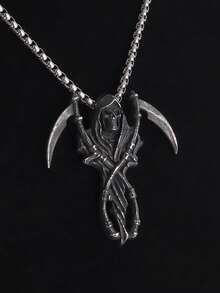 1PC Retro Gothic Hell Reaper Scythe Skeleton Pendant Necklace For Men And Women Punk Style Rock Party Jewelry Gift - Fashion - View 1