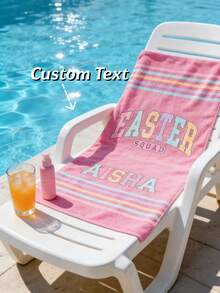 1 pieza Toalla de playa personalizada para Pascua con texto personalizado, toalla de conejo de primavera con nombre personalizado, suave y absorbente de secado rápido, regalo de Pascua, para usar en la playa, piscina, viajes, picnics - Multicolor - Ver 1