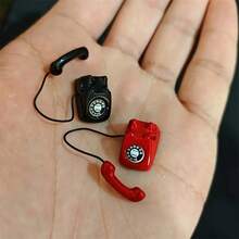 1/2pcs 1:12 Mini Vintage Rotary Phone Model Ornament, Pocket Scene DIY Accessory, Perfect For Dollhouse Decoration, Dollhouse Decor, Home Decor, Desk Decor, Cute Mini, Suitable For Collectors - one-size - View 7