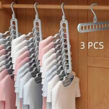 3 Packs Gray Space-Saving Folding Hangers, 9-Hole Design Durable Material, Multi-Garment Hanging, Foldable Slim For Bedroom Closet Dorm, Storage & Drying Tool - 3 cái - Xem 1