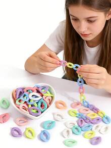 100/1000 piezas Cadena de acrílico de colores mixtos Anillo abierto de plástico Llavero Accesorios de joyería DIY Cadena abierta arcoíris - Multicolor - Ver 12