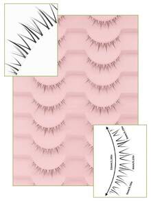 10 Pairs Flame-Shaped Lower Lashes, Soft Natural Looking Lower Eyelashes For Beginners Oxygen Girl Vibe, Cute Fresh Cartoon Series Segmented Bottom False Eyelashes - Natural Lashes - View 2